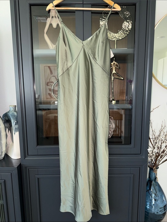 a new day Dresses & Skirts - a new day Olive Green Satin Midi Slip Dress